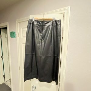 Vintage Genuine Leather Long Skirt Black Women's Size 16